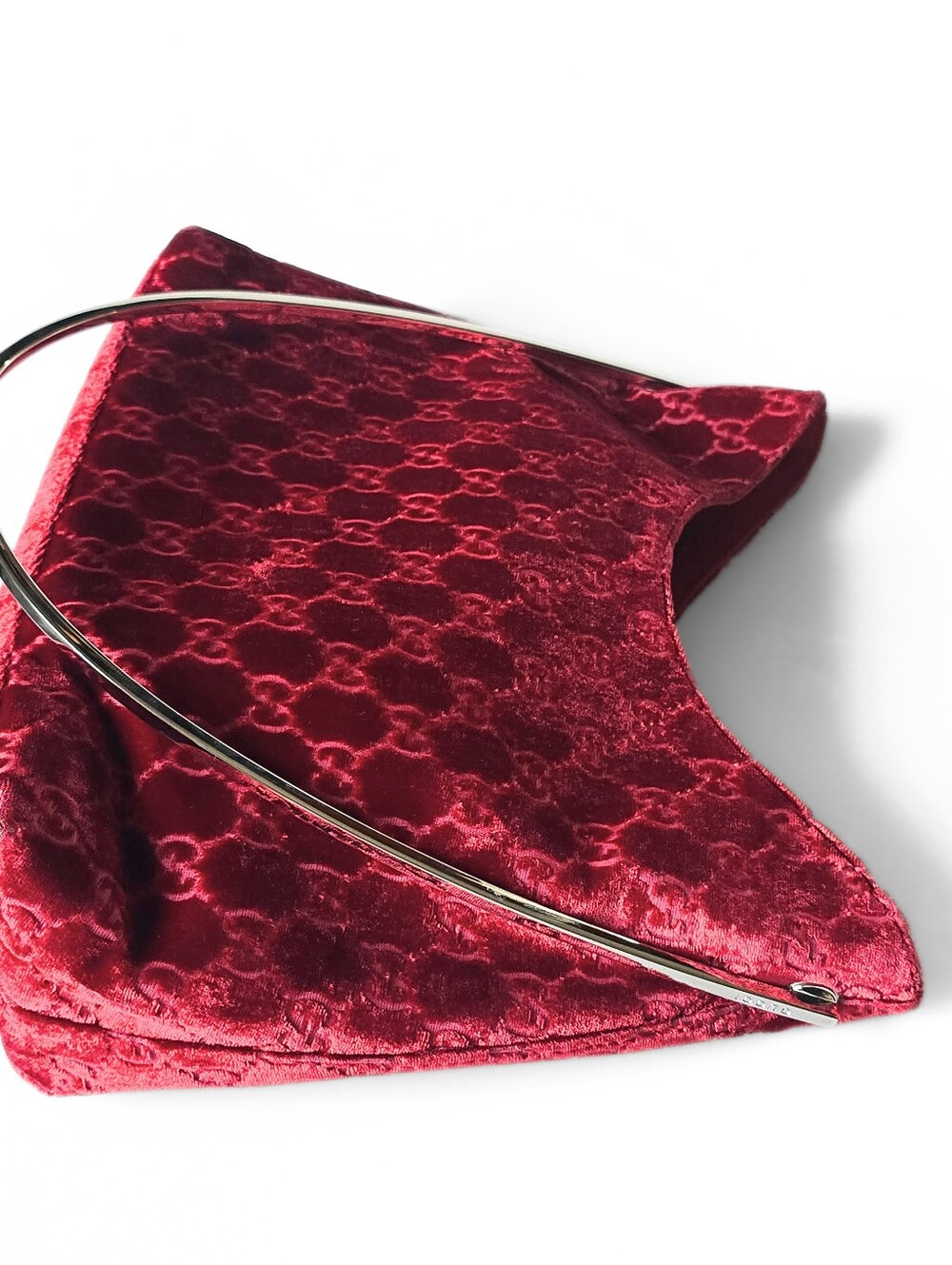 **SOLD*Gucci by Tom Ford 1997 Red Velvet GG Monogram Chrome Handle ASO The Nanny - Picture 5 of 16